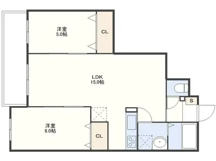 ファースト・ステージ戸町(2LDK/1階)の間取り写真