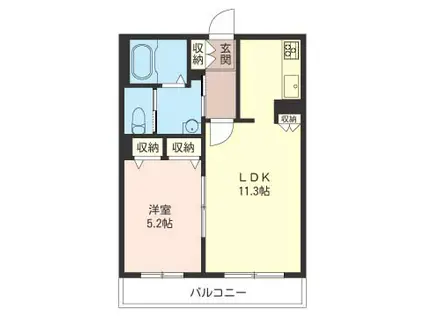 ハラッツオ鴨居(1LDK/2階)の間取り写真