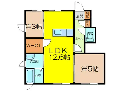 ソレアード高木瀬(2LDK/1階)の間取り写真
