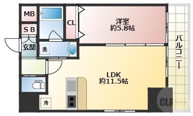 ORSUS新大阪(1LDK/6階)の間取り写真