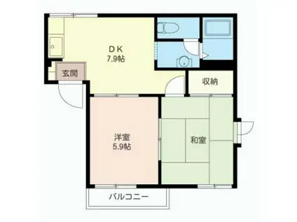 コーポひまわりA(2DK/2階)の間取り写真