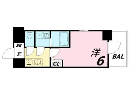 エスリード神戸ハーバークロス(1K/9階)の間取り写真