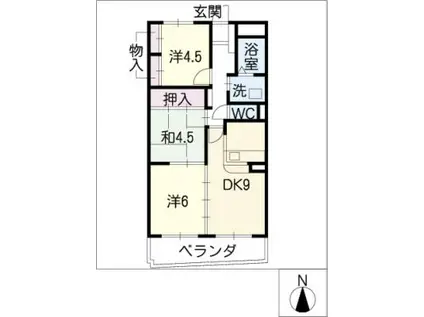 アスティオン(3DK/2階)の間取り写真