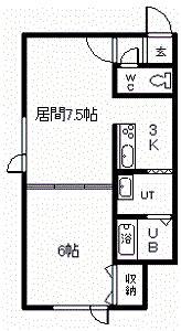 サフラン(1LDK/1階)の間取り写真