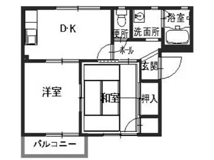 メリーハイツB棟(2DK/2階)の間取り写真