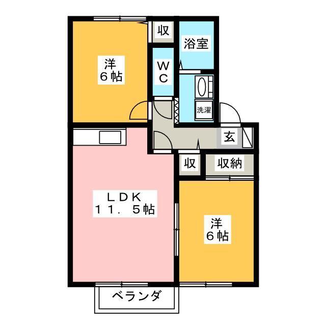 ヴィーブルA(2LDK/1階)の間取り写真
