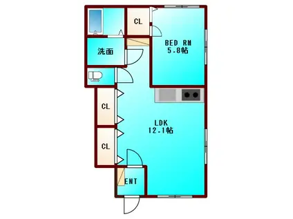 マリアージュ(1LDK/1階)の間取り写真