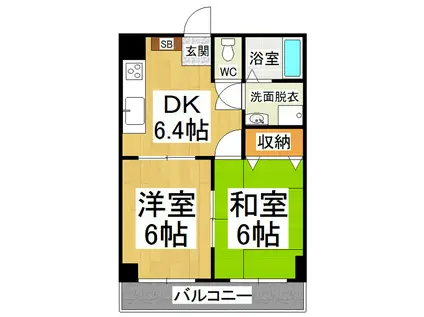 レジデンスYAMAKICHI(2DK/3階)の間取り写真