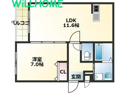 ラフィーネ石本II(1LDK/3階)の間取り写真
