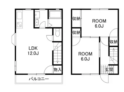 鼻高テラスハウスA・B・C・D(2LDK/1階)の間取り写真