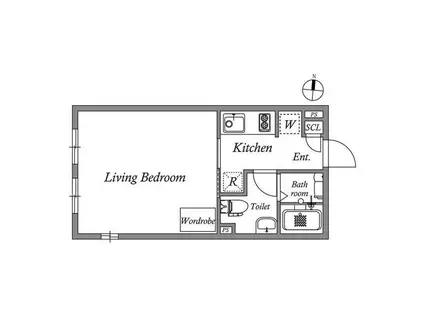 パセオ新中野(1K/4階)の間取り写真