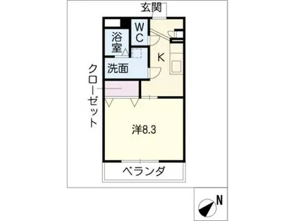 道伯ゴールドヒルズグッドスリー(1K/4階)の間取り写真