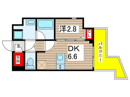 GRAN PASEO亀有(1DK/8階)の間取り写真