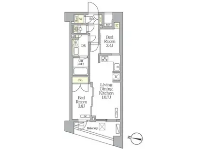 ノガタレジデンス(2LDK/5階)の間取り写真