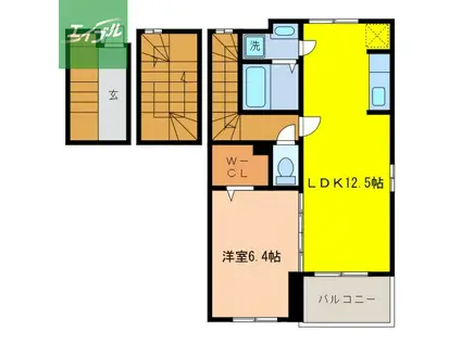 アイヒルズ リル(1LDK/3階)の間取り写真