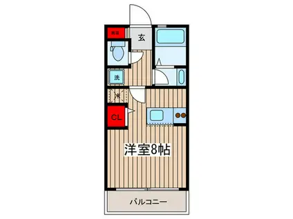 パープルコート(ワンルーム/1階)の間取り写真