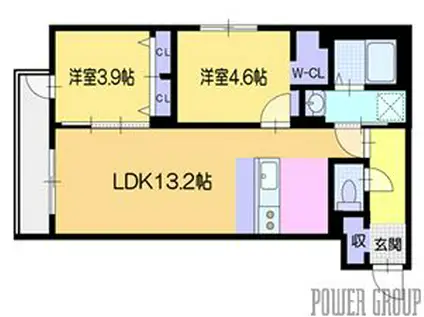ヴェルデオーロ スミヨシ(2LDK/5階)の間取り写真