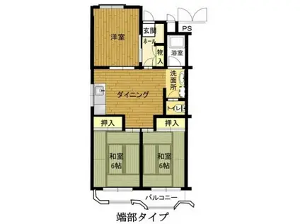 播磨城の宮3号棟(3DK/4階)の間取り写真