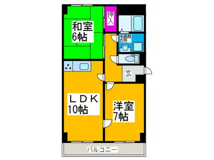 ウォールストリート(2LDK/3階)の間取り写真