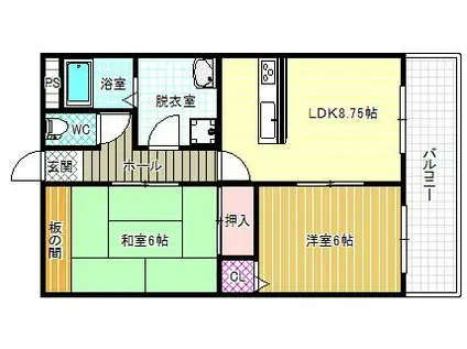 ミルキーウェイ(2LDK/2階)の間取り写真