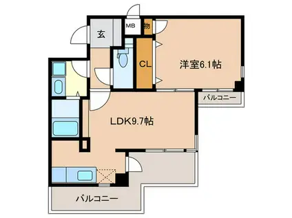 ファーブリック横浜(1LDK/3階)の間取り写真