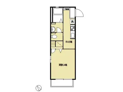 ウィンドミルK(1K/1階)の間取り写真