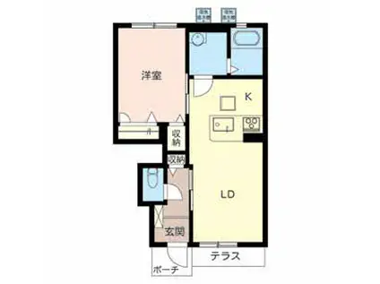 ラ・フルールII(1LDK/1階)の間取り写真