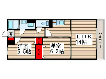ディアステージ(2LDK/3階)の間取り写真