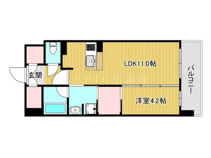 イニシアブランなんば(1LDK/6階)の間取り写真