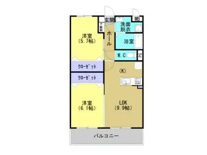 こすもす館(2LDK/1階)の間取り写真