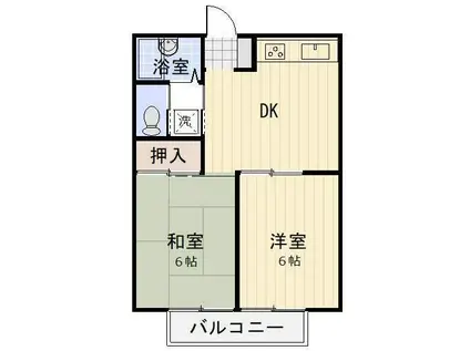 レジデンス河岡(2DK/2階)の間取り写真