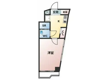 スカイコート新宿曙橋(1K/8階)の間取り写真