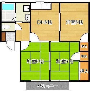 フレグランス小田代A・B・C(3DK/1階)の間取り写真