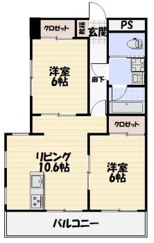 レジデンス花の木(2LDK/2階)の間取り写真