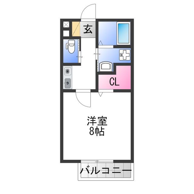 クオリア東茱萸木(1K/1階)の間取り写真