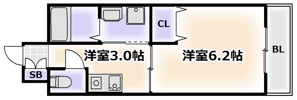 シェモア桜川(1K/2階)の間取り写真