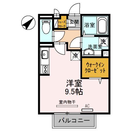 ドイスドゥアス(ワンルーム/2階)の間取り写真