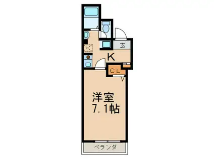 フォーヴル中島(1K/1階)の間取り写真