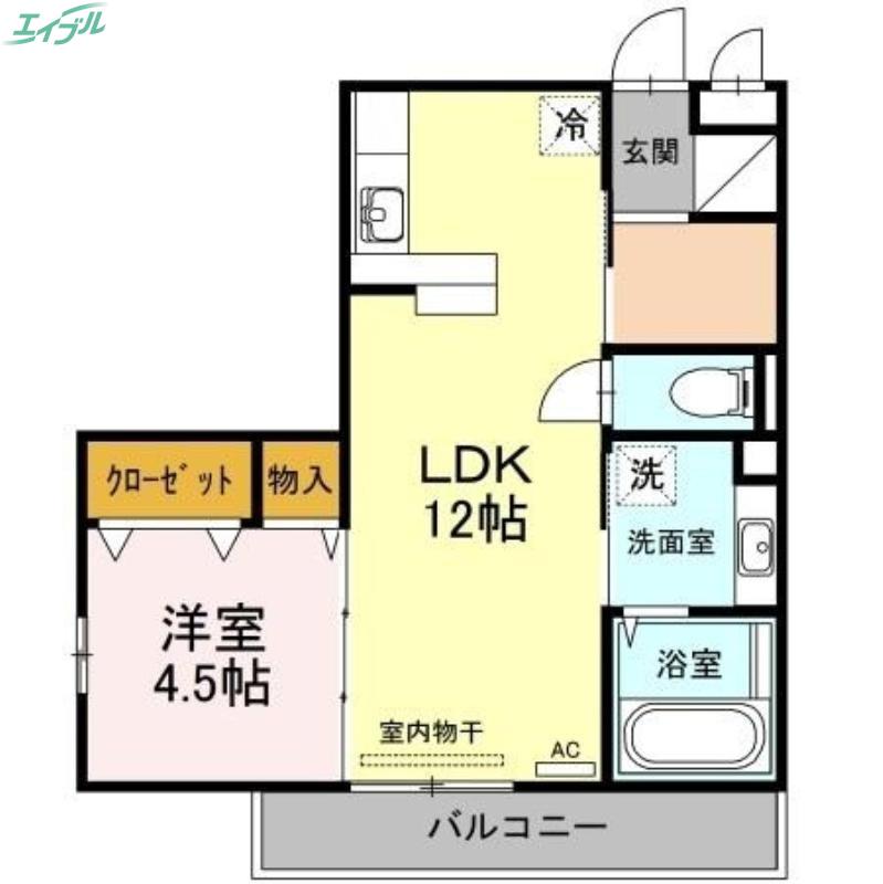 ラ・シャンブル(1LDK/2階)の間取り写真
