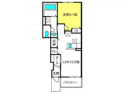 カレント(1LDK/1階)の間取り写真