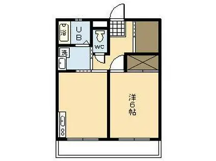 ハイグレード カワサキ(1DK/2階)の間取り写真