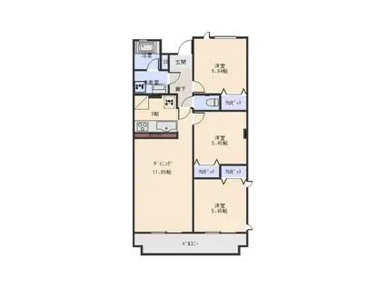 カサブランカ(3LDK/3階)の間取り写真