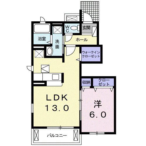クラールB(1LDK/1階)の間取り写真