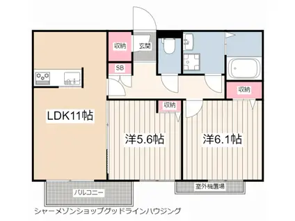 シャーメゾンアルフラット(2LDK/2階)の間取り写真