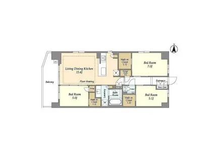 ドゥーエ町屋(3LDK/3階)の間取り写真