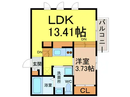 GRADITO(1LDK/2階)の間取り写真