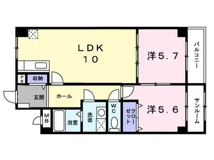 アクティブ・リーフII(2LDK/3階)の間取り写真