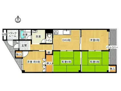 北河原ハイツ(4DK/3階)の間取り写真