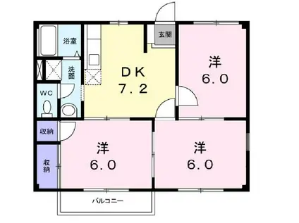 メゾン・ラ・ボヌールIII(3DK/2階)の間取り写真