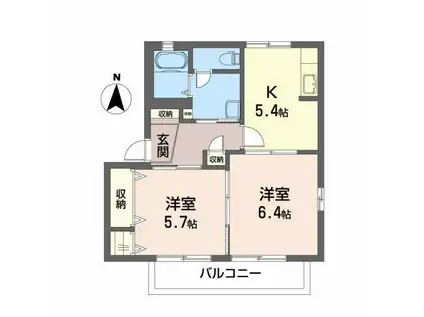 シャーメゾン原B(2K/2階)の間取り写真